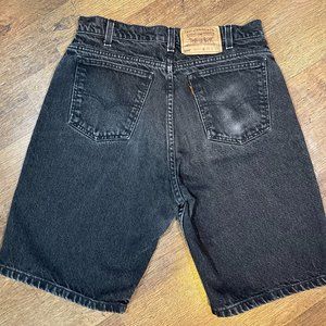 Vintage 90s Orange Tab Levi Black Denim Shorts